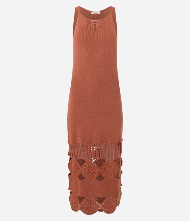 Vestido Long Midi en Punto con Vazados y Punto Diferenciado 8