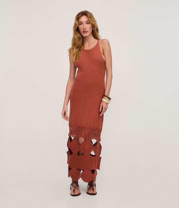 Vestido Long Midi en Punto con Vazados y Punto Diferenciado 3