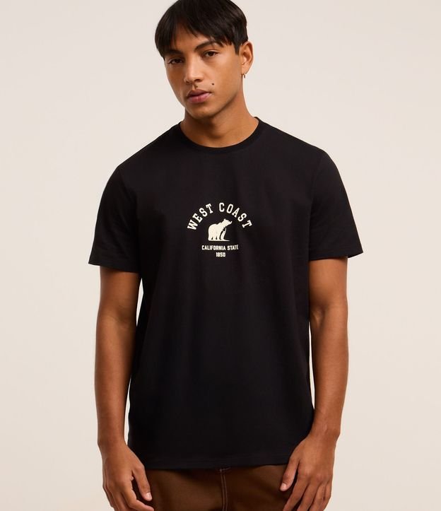 Remera Comfort en Algodón con Estampa de Oso y Lettering 1