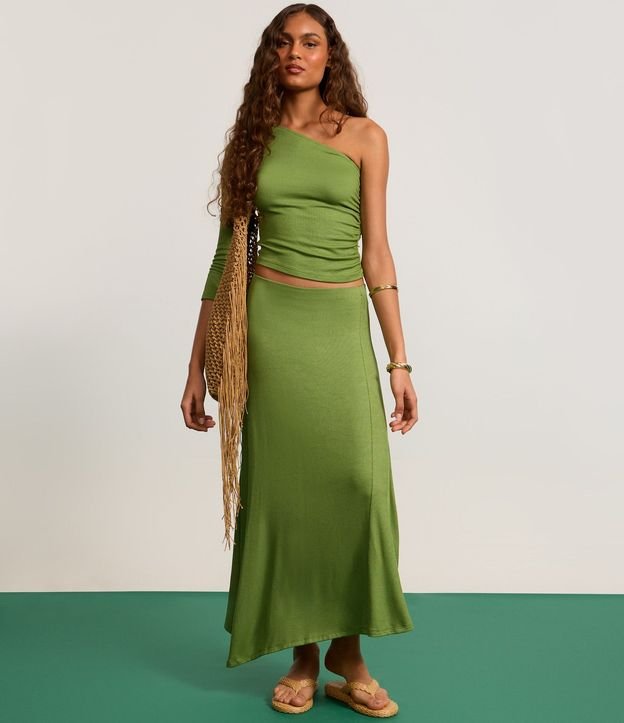 Pollera Long Midi en Rib con Bajo Asimétrica 5