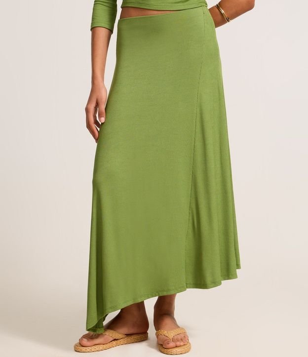 Pollera Long Midi en Rib con Bajo Asimétrica 3