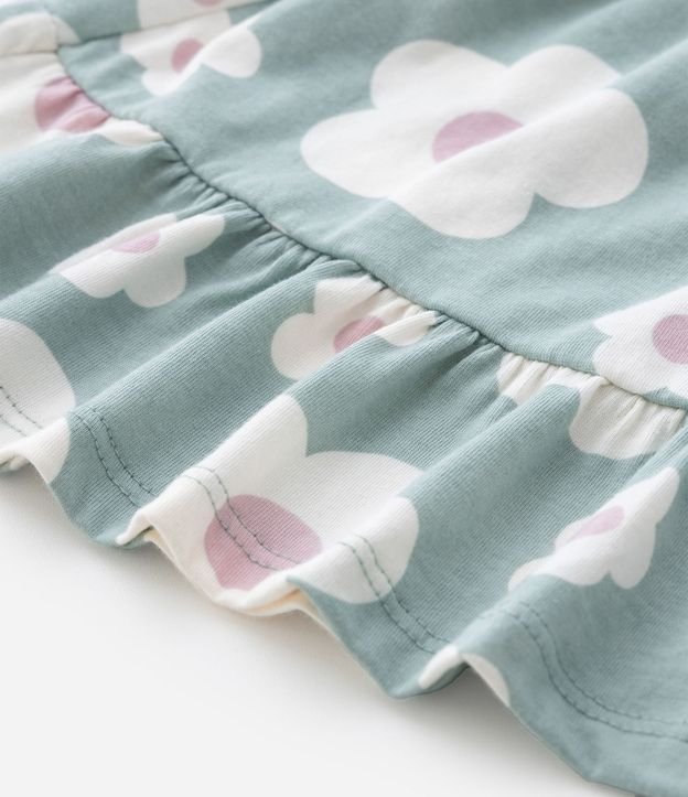 Vestido Infantil con Manga Abullonada y Estampa Floral - Talle 0 a 18 meses 7
