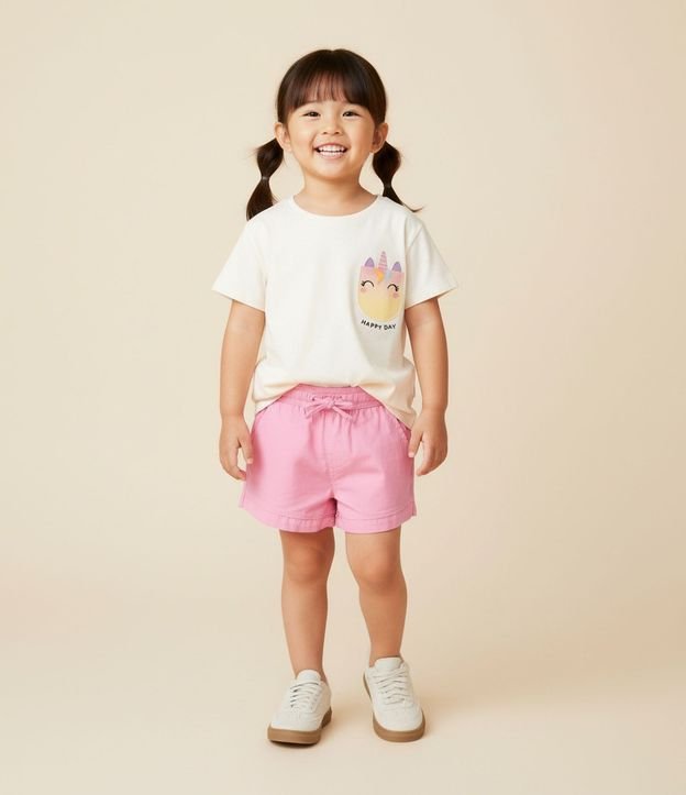 Blusa Infantil con Pequeño Bolsillo Estampado de Unicórnio - Talle 1 a 6 años