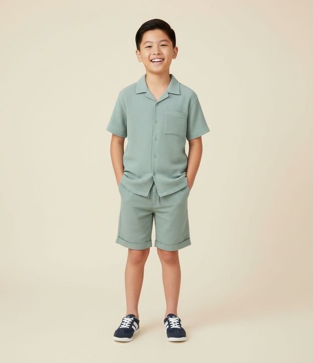 Camisa Infantil en Cotton Texturizada - Talle 5 a 14 años