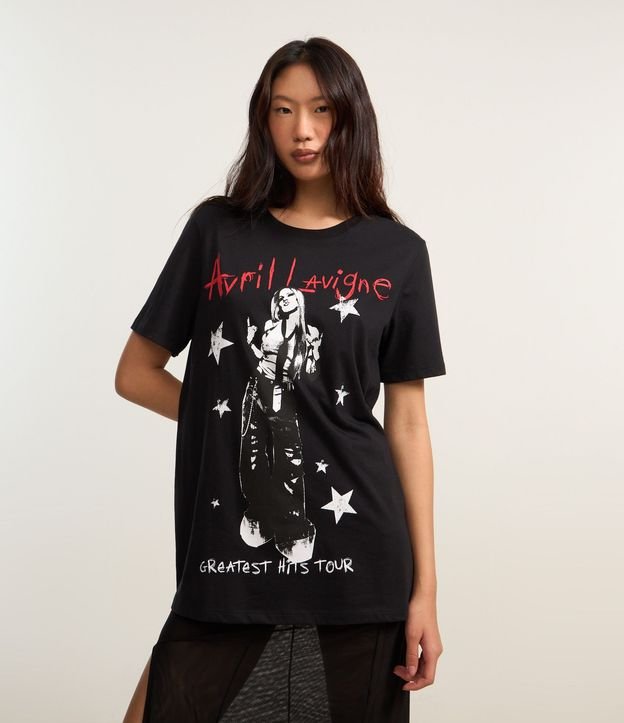 Remera Alargada en Algodón con Estampa Avril Lavigne