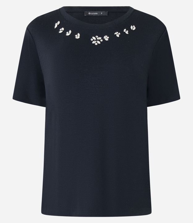 Remera T-shirt en Viscosa con Aplicación de Strass 4