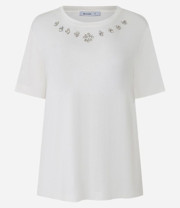 Remera T-shirt en Viscosa con Aplicación de Strass 5