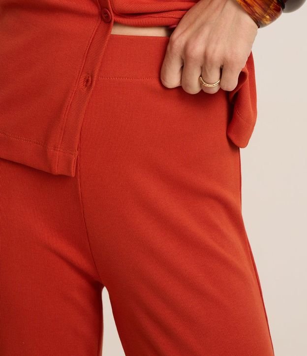 Pantalón Pantalona en Rib con Textura Acanalada y Cintura Elástica 4