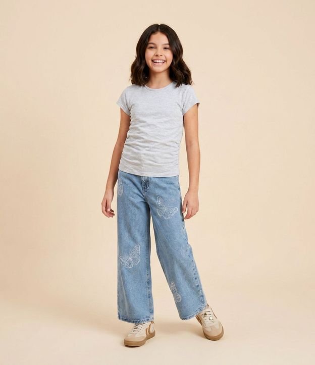 Blusa Infantil en Algodón con Drapeado Lateral - Talle 5 a 14 años