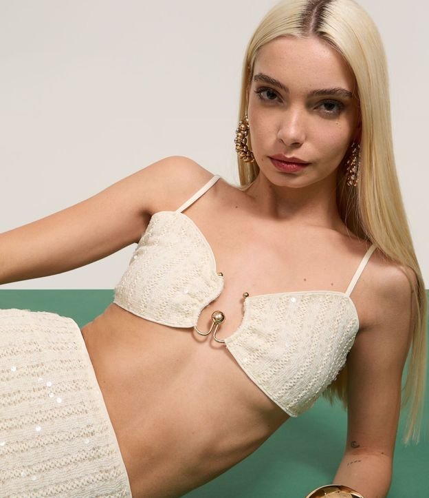Blusa Cropped con Bretel Fino y Textura 4