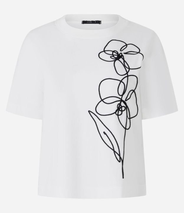 Blusa en Algodón con Bordado Floral Rabiscado