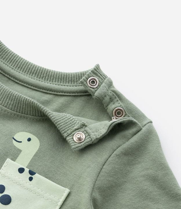 Remera Infantil con Pequeño Bolsillo de Dinosaurio - Talle 0 a 18 Meses 5