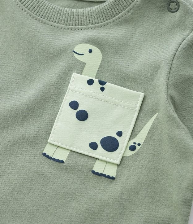 Remera Infantil con Pequeño Bolsillo de Dinosaurio - Talle 0 a 18 Meses 6