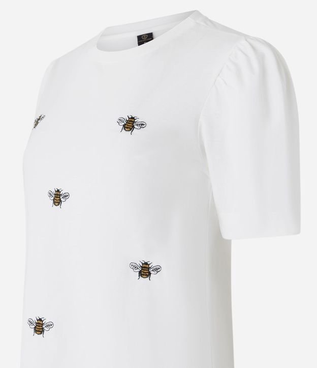 Blusa en Algodón con Manga Abullonada y Abejas Bordadas 6