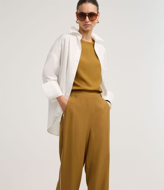 Pantalón Wide Leg Sastrería en Viscosa con Rayas contrastantes 2