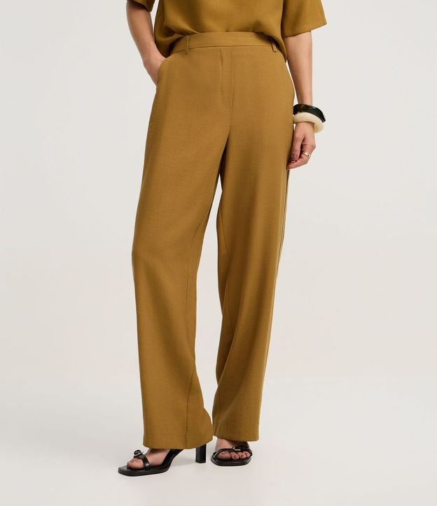 Pantalón Wide Leg Sastrería en Viscosa con Rayas contrastantes 3
