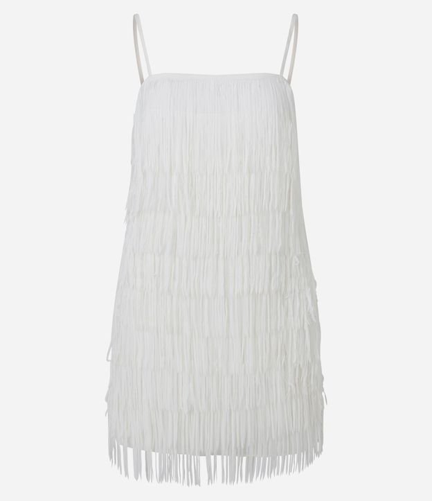 Vestido Corto en Chiffon con Franjas en Capas
