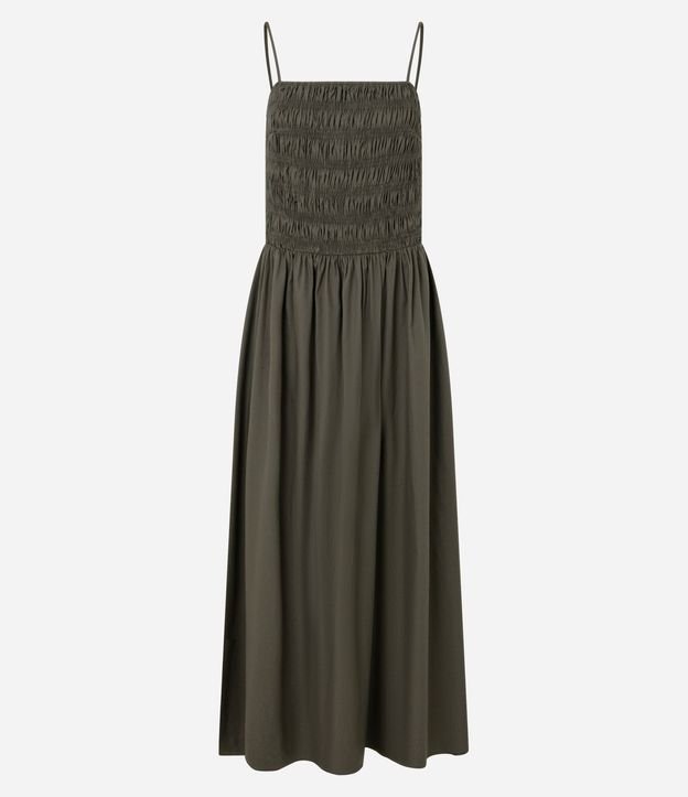 Vestido Evasê en Tricolina con Bretel Fino y Lastex 11