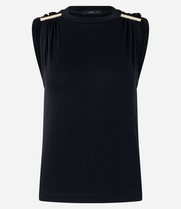 Blusa Acanalada en Rib con Detalle Metalizado en el Hombro 6