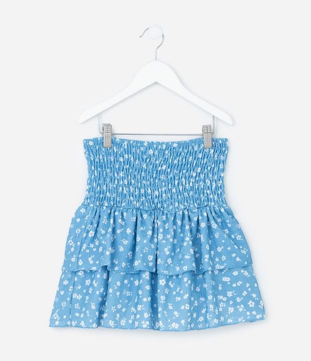 Pollera Infantil con Volados y Estampa Floral - Talle 5 a 14 años 2