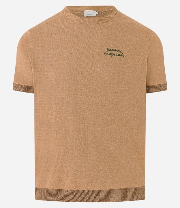 Remera Regular en Algodón con Estampa de Palmeras y Lettering Savane Tropicale