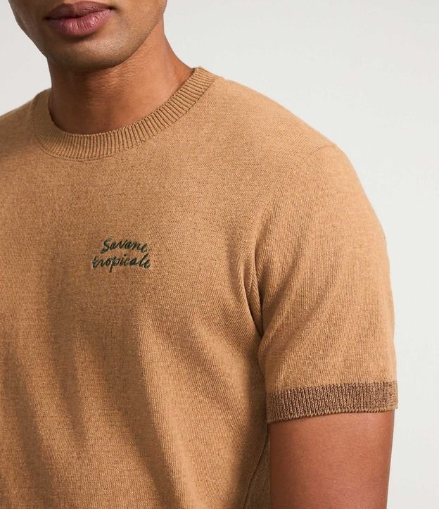 Remera Regular en Algodón con Estampa de Palmeras y Lettering Savane Tropicale 4