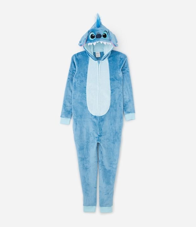 Pijama Jumper Infantil en Fleece con Bordado Stitch - Talle 5 a 14 años