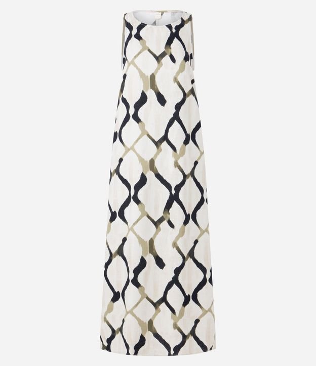 Vestido Evasê Midi en Viscolino con Estampa Abstracta 7