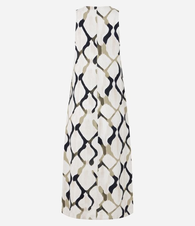 Vestido Evasê Midi en Viscolino con Estampa Abstracta 8