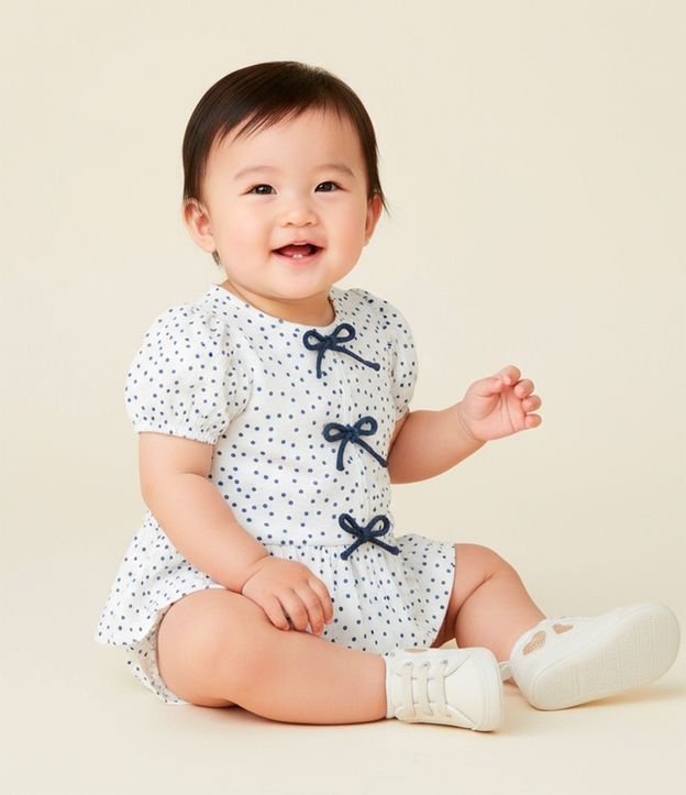 Conjunto Infantil con Estampa de Lunares Texturizado - Talle 0 a 18 Meses