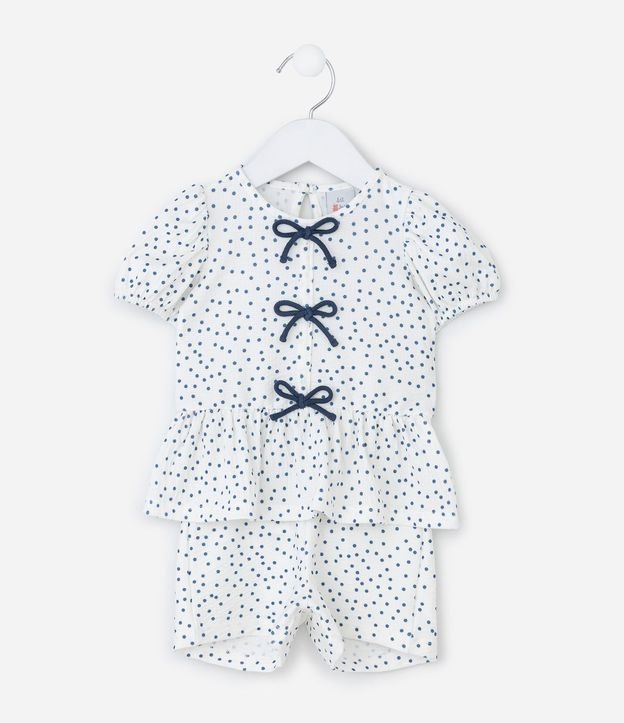 Conjunto Infantil con Estampa de Lunares Texturizado - Talle 0 a 18 Meses 3