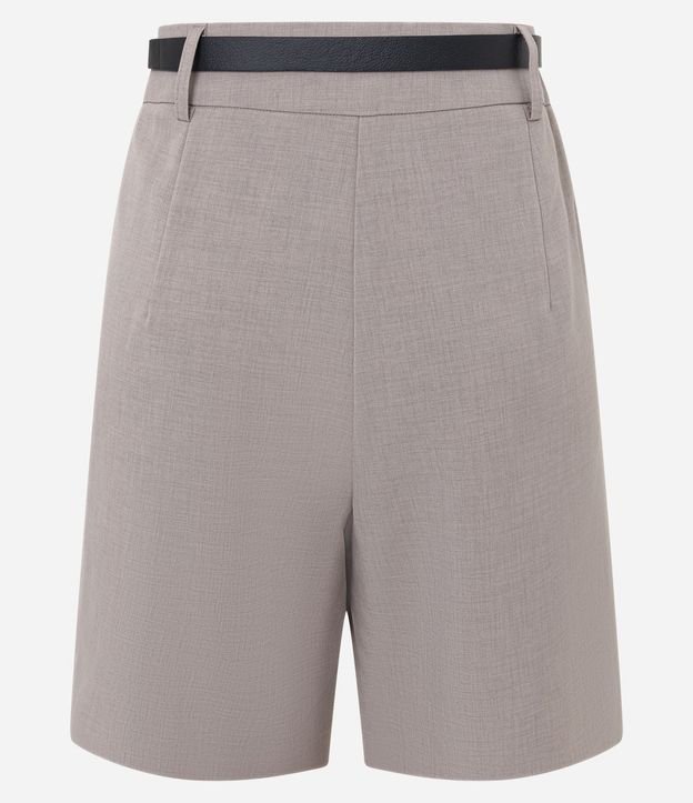 Short Sastre con Pliegues y Cinturón Fino de PU 7