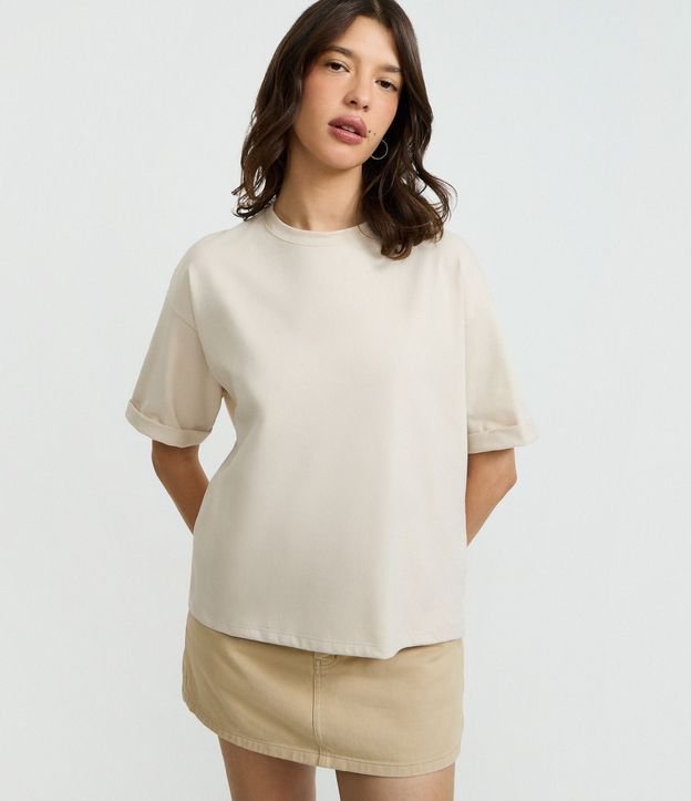 Remera Oversized en Algodón con Manga Dobrada