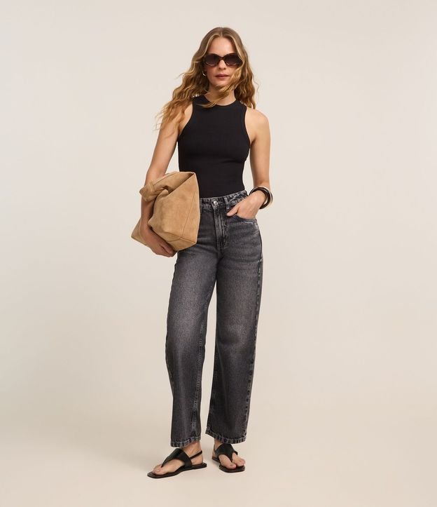 Pantalón Recto Cropped en Jeans 2