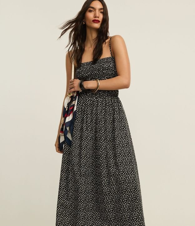 Vestido Evase Midi en Tricolina con Lastex y Estampa Corazones 2
