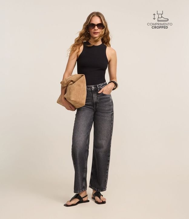 Pantalón Recto Cropped en Jeans