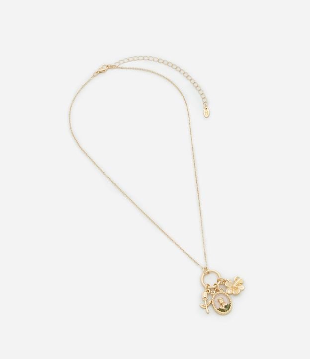 Collar Mediano con Aro y Colgantes Flores Esmaltados