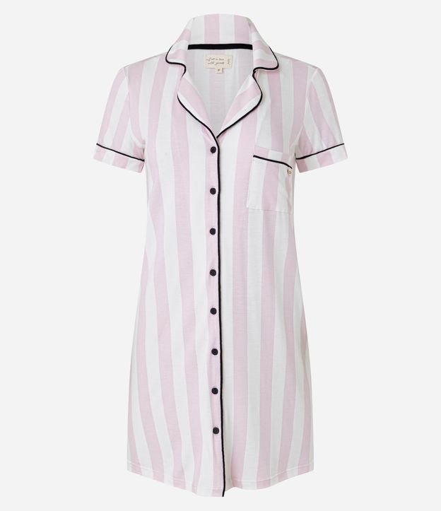 Camisón Americana en Viscosa con Estampa Rayada y Detalles Contrastantes 5