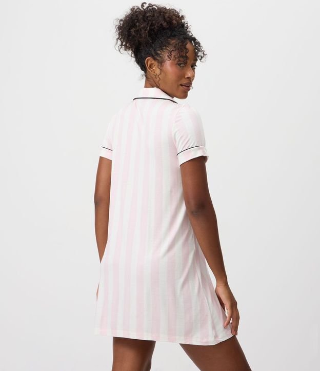 Camisón Americana en Viscosa con Estampa Rayada y Detalles Contrastantes 4
