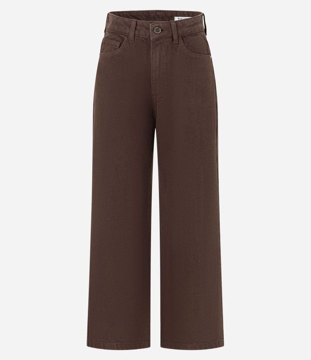 Pantalón Recto Cropped en Sarga con Trabillas en la Cintura 6