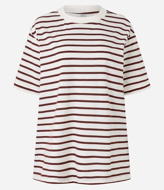 Remera Oversized en Algodón con Estampa Rayada 5