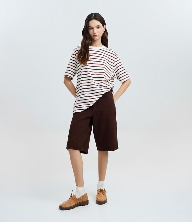 Remera Oversized en Algodón con Estampa Rayada 3