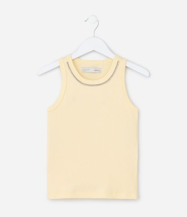 Musculosa Infantil en Rib con Brillos en el Cuello - Tam  5 a 14 años