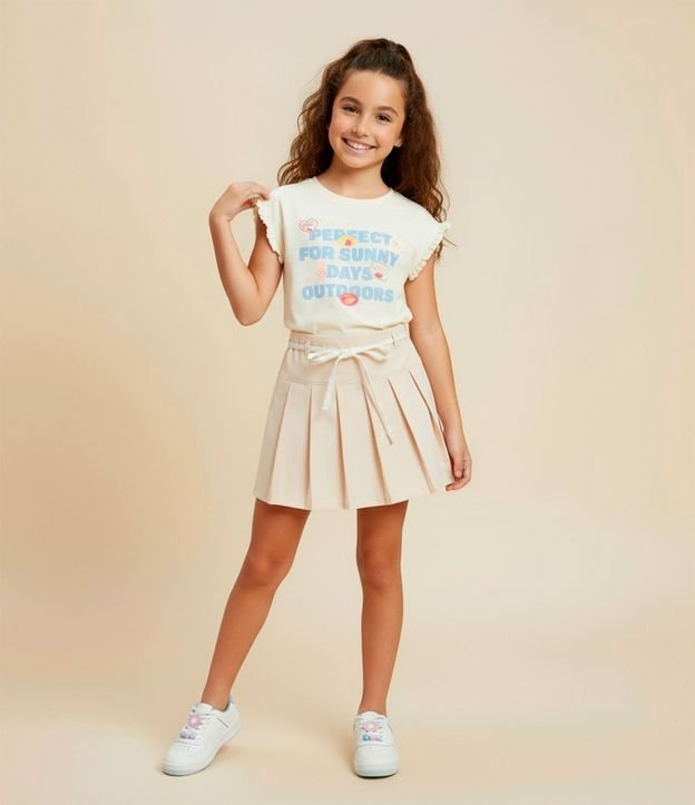 Remera Infantil Oversized con Estampa y Frufru - Talle 5 a 14 años