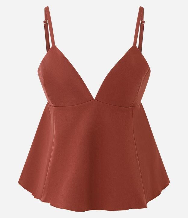 Blusa sin Manga en Sastre con Escote v y Detalle Peplum 6