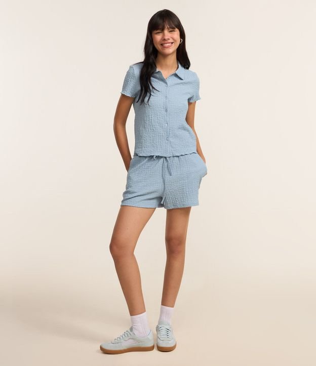 Bermuda Recta en Chambray Texturizada