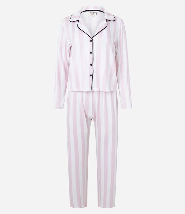 Pijama Americano Largo en Viscosa con Estampa Rayada 4