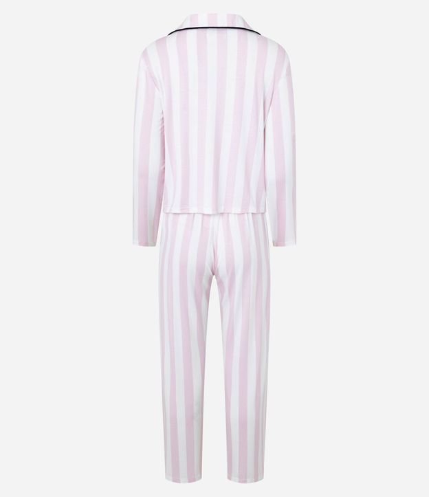 Pijama Americano Largo en Viscosa con Estampa Rayada 5