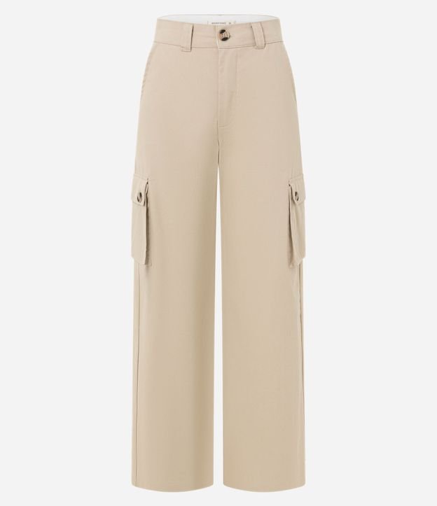 Pantalón Wide Leg Sastre en Sarga con Bolsillo Cargo 7