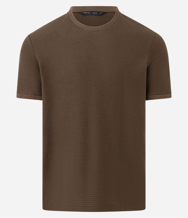 Remera Texturizada con Algodón y Cuello Redondo 5